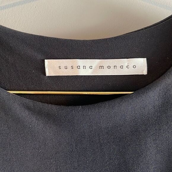 Susana Monaco Long Sleeve Mini Dress Cut-Out Back || SZ M || Charcoal Gray - Picture 7 of 9